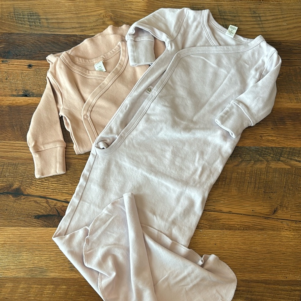 Colored Organics Infant Baby Gown Pink Rose 0-3M set of 2